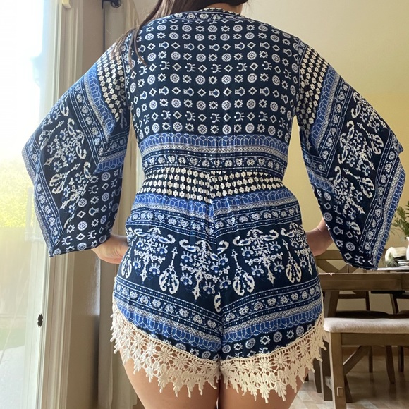 Beautiful blue romper. Boho style - Picture 4 of 9